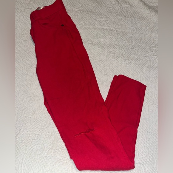 Red Pants with knee Slit - Picture 2 of 5